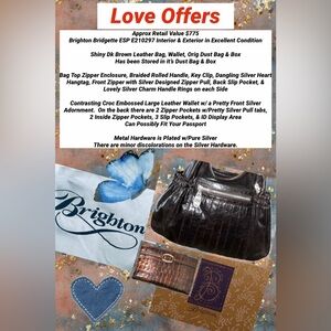 Brighton Bridgette LeatherBag, Wallet, Orig Dust Bag & Box Int & Ext Excel Cond